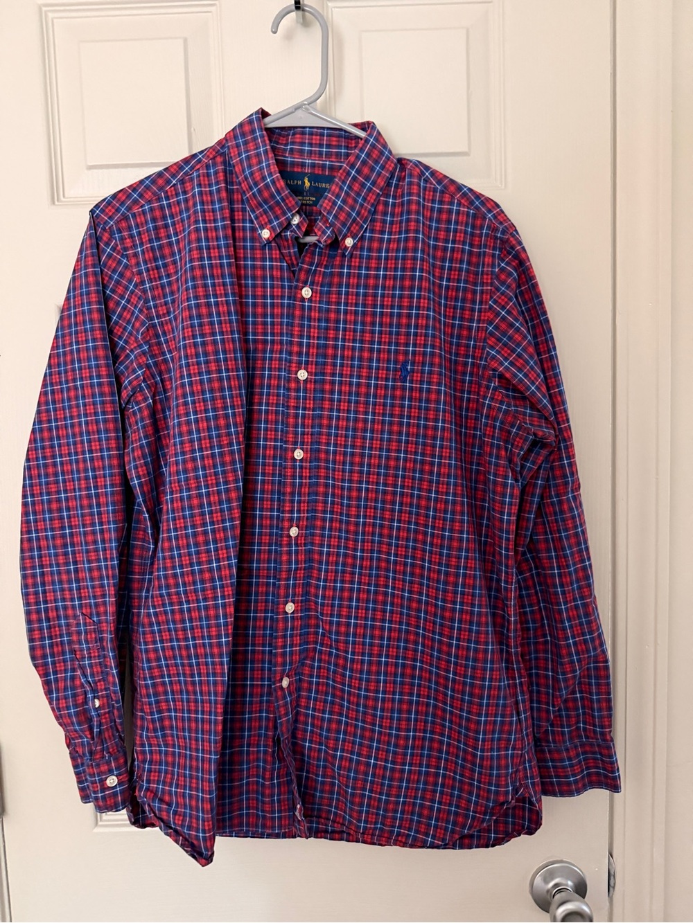 Ralph Lauren Red and Blue Plaid Button-Down Shirt